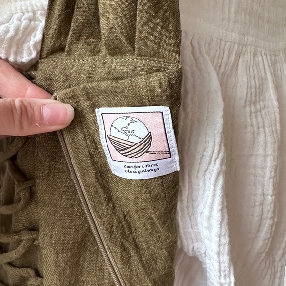 **NWOT** Linennaive Glory 33 | Front Lace Up Dress in Olive Green - Picture 15 of 16